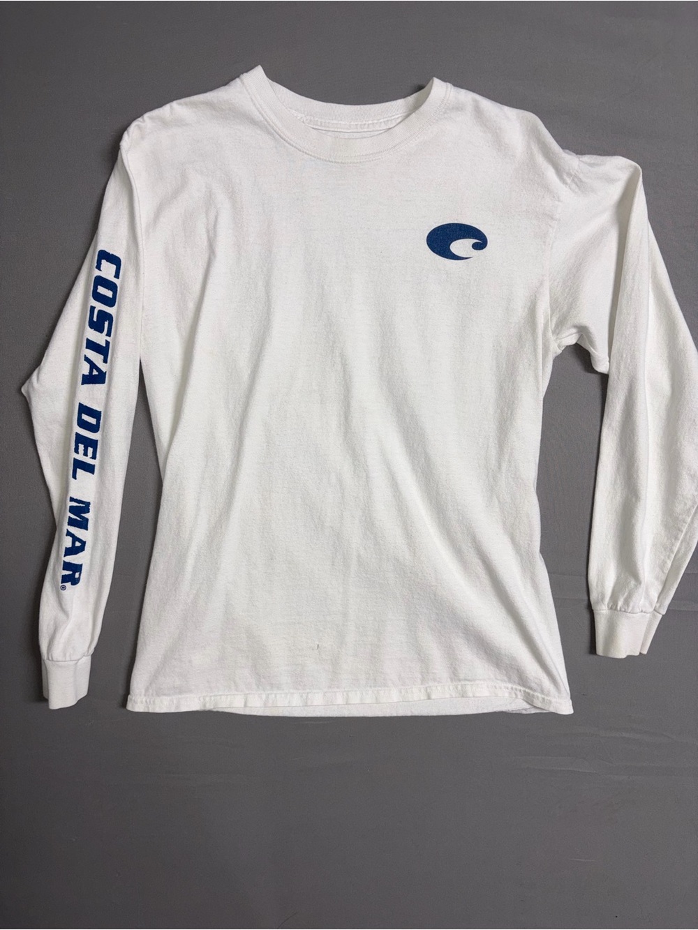 Costa Del Mar White Long Sleeve Logo Tee with Blue Print OPEN TO OFFERS